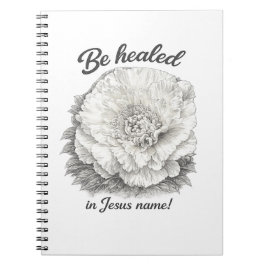 Caderno Espiral Seja Curado em Nome de Jesus Cristão Floral Vintag