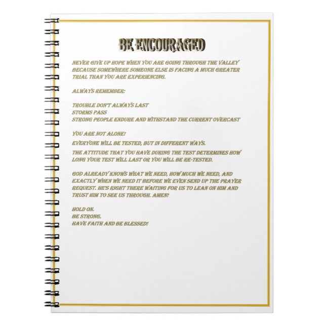 Caderno Espiral Seja encorajado a Diário (Frente)