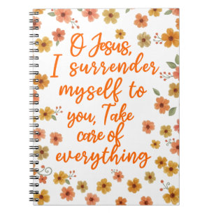 Caderno Espiral Seja Feita Tua Vontade Oração de Surrender Floral