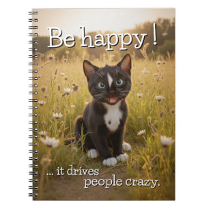 Caderno Espiral Seja feliz - Ele deixa Pessoas malucas - Gato