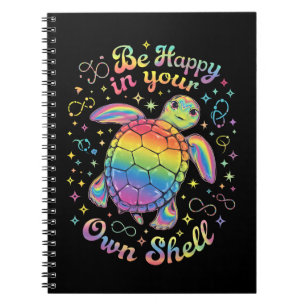 Caderno Espiral Seja Feliz Na Sua Própria Concha Tartaruga Arco-Ír