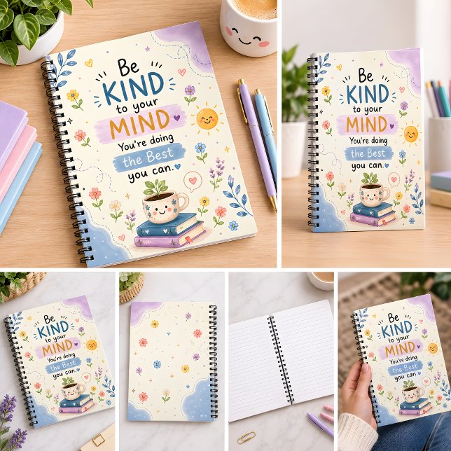 Caderno Espiral Seja Gentil com a Sua Mente (Criador carregado)