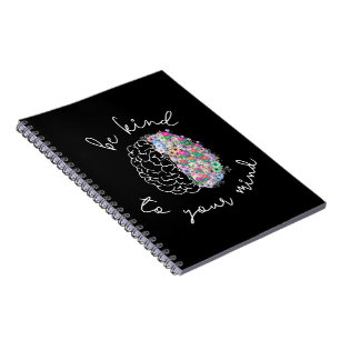 Caderno Espiral Seja gentil com sua mente, cérebro flexível, saúde