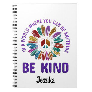 Caderno Espiral Seja Gentil Hippie Boho Personalizado