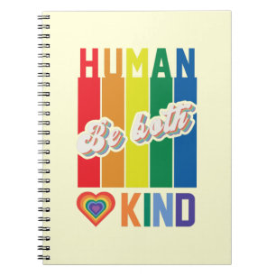 Caderno Espiral Seja humano e gentil - Inspirado no Arco-Íris Vint
