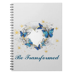 Caderno Espiral "Seja Transformado" Espiral de Borboleta Azul Eleg