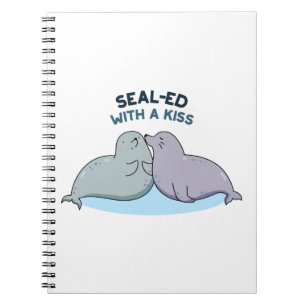 Caderno Espiral Selado com um kiss Funny Sea Lion Seal Pun