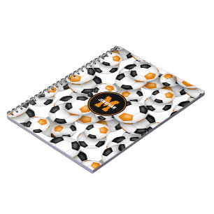 Caderno Espiral seleção de futebol de laranja preto colorido padrã
