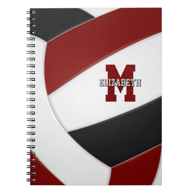 Caderno Espiral seleção negra do maroon colorido voleibol feminino (Frente)