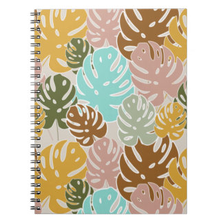 Caderno Espiral Selva de monstera colorida