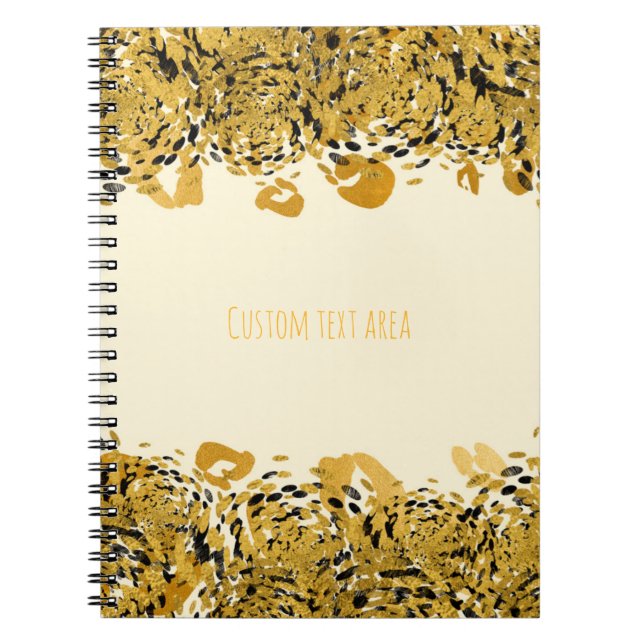 Caderno Espiral Selva Elegante de Chita Elegante, Dourada e Negra (Frente)