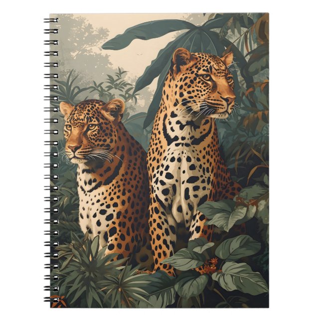 Caderno Espiral Selva-Leopardo: Cartão-postal Vintage (Frente)