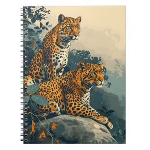 Caderno Espiral Selva-Leopardo: Cartão-postal Vintage