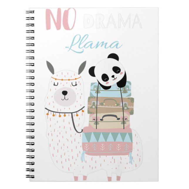 Caderno Espiral Sem Drama Llama Cute Panda cavando Llama Alpaca Pr (Frente)