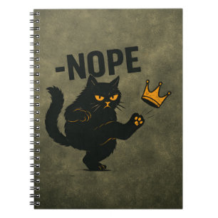 Caderno Espiral Sem Reis Na América, Gato Negro Engraçado Coroa