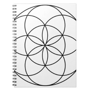 Caderno Espiral Semente da Vida Geometria Sagrada preto e branco