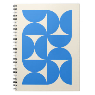 Caderno Espiral Semi-Círculos Abstratos Azuis
