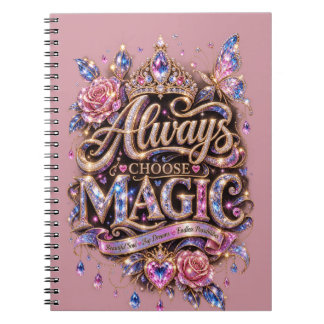 Caderno Espiral Sempre Escolha o Design de Cristal Brilho Mágico