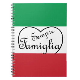 Caderno Espiral Sempre Famiglia Coração Italiano "Família Sempre"