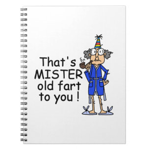 Caderno Espiral Senhor Velho Fart Aniversário Humor