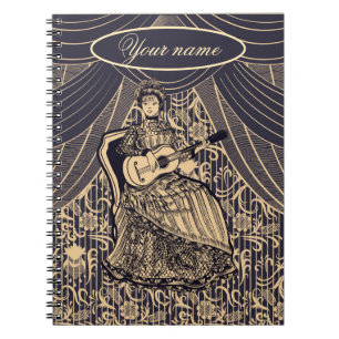 Caderno Espiral Senhora com guitarra
