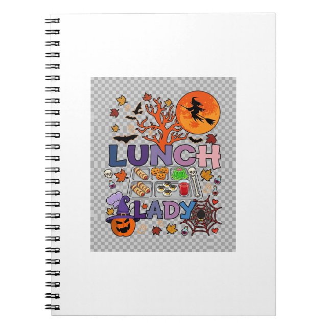 Caderno Espiral Senhora do Almoço Halloween Bruxa Lua Abóbora_1 (Frente)