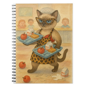 Caderno Espiral Senhora do Almoço servindo comida na escola
