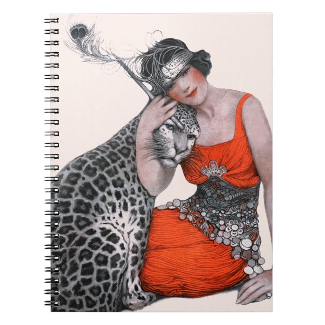 Caderno Espiral Senhora e leopardo (Frente)