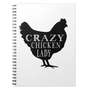 Caderno Espiral Senhora louca bonito da galinha