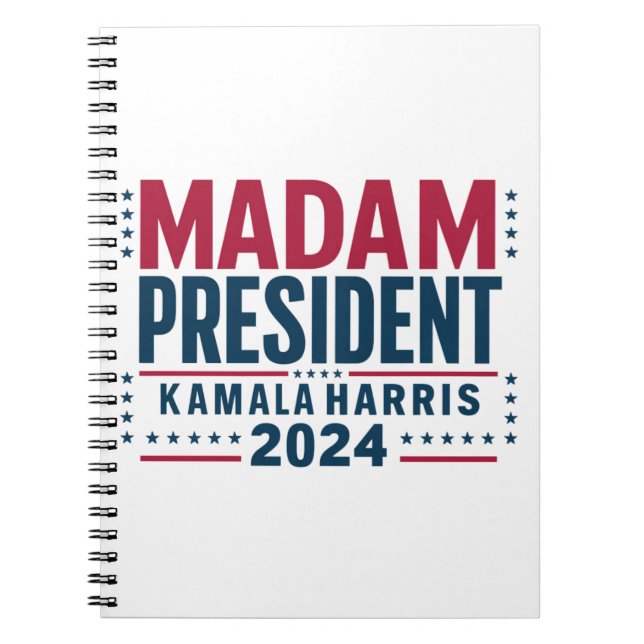 Caderno Espiral Senhora Presidente Kamala Harris 2024 Votação Demo (Frente)