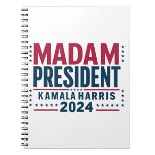 Caderno Espiral Senhora Presidente Kamala Harris 2024 Voto Democra