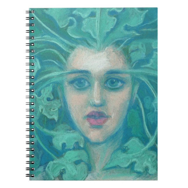 Caderno Espiral Senhora Verde / Rainha da Floresta, arte da fantas (Frente)