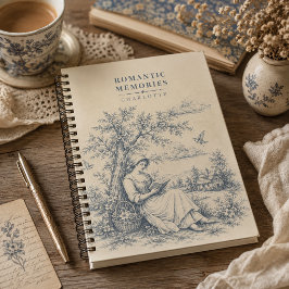 Caderno Espiral Senhorita Leitora no Campo Francês Personalizado