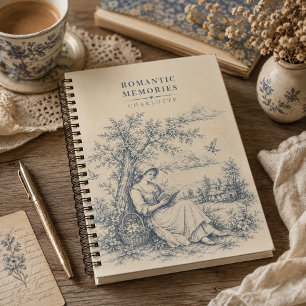 Caderno Espiral Senhorita Leitora no Campo Francês Personalizado