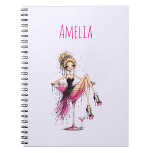 Caderno Espiral Senhorita Sedutora em um Copo de Martini