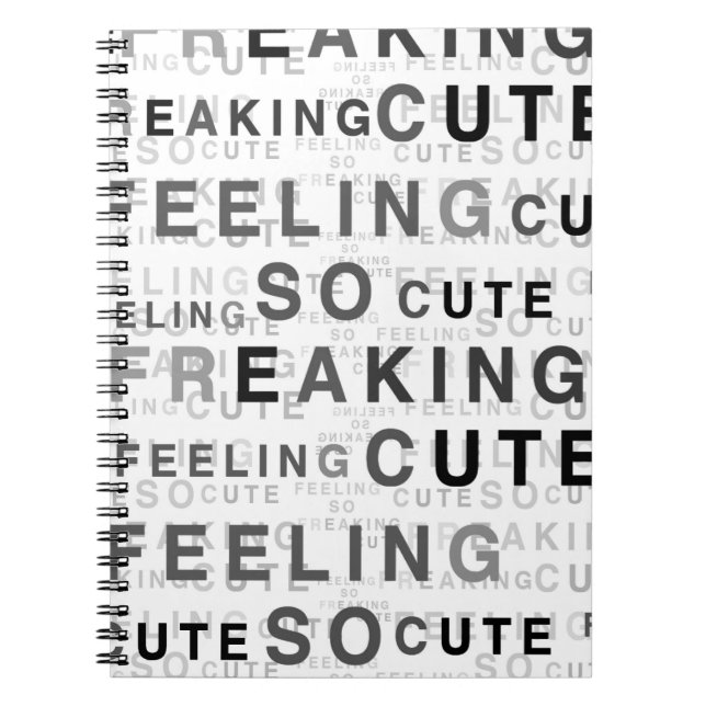 Caderno Espiral Sentir Design de texto Bonito (Frente)