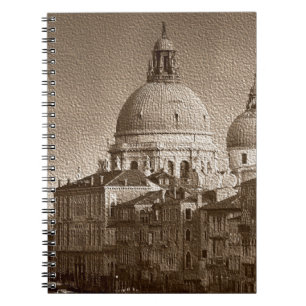 Caderno Espiral Sepia - Efeito de Papel Venice Grande Canal