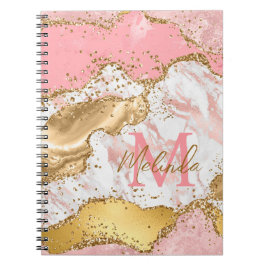 Caderno Espiral Sequências Douradas e cor-de-rosa