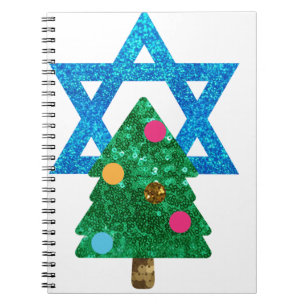Caderno Espiral sequin christmukkah hanukkah
