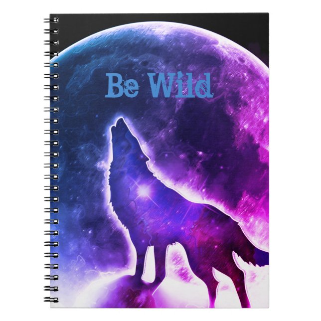 Caderno Espiral Ser notebook da lua de lobo selvagem (Frente)