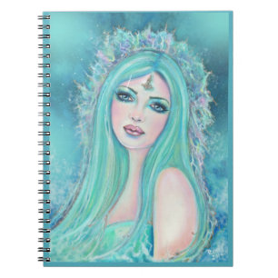 Caderno Espiral Sereia com arte marinha por Renee Lavoie 
