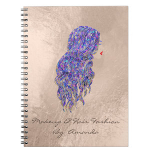 Caderno Espiral Sereia do roxo do maquilhador do cabeleireiro dos