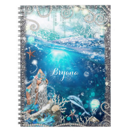Caderno Espiral Sereia Fantasia Loira Praia Encantada Fantasia