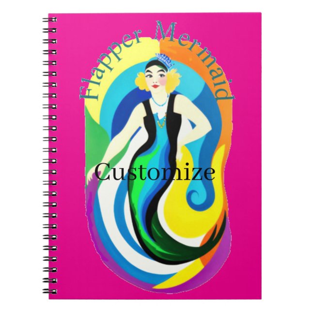 Caderno Espiral Sereia Flapper Colorida Thunder_Cove (Frente)
