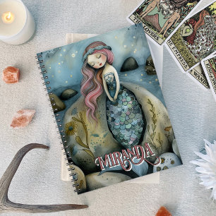 Caderno Espiral Sereia Mística e Costura de Shore do Mar Personali