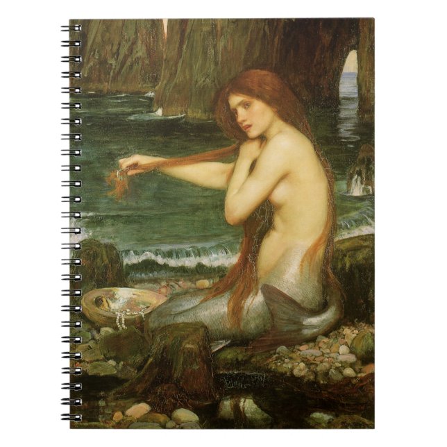 Caderno Espiral Sereia por John William Waterhouse (Frente)