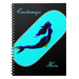 Caderno Espiral sereia preta nadadora