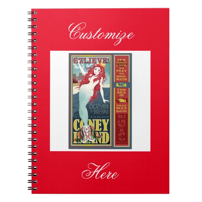 Caderno Espiral sereia redheaded do Coney Island (Frente)