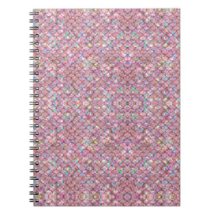 Caderno Espiral Sereia Rosa Espalha Peixes Holográficos Elegantes