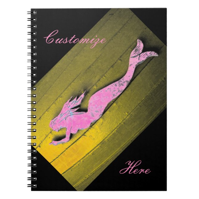 Caderno Espiral sereia rosa mergulhadora (Frente)